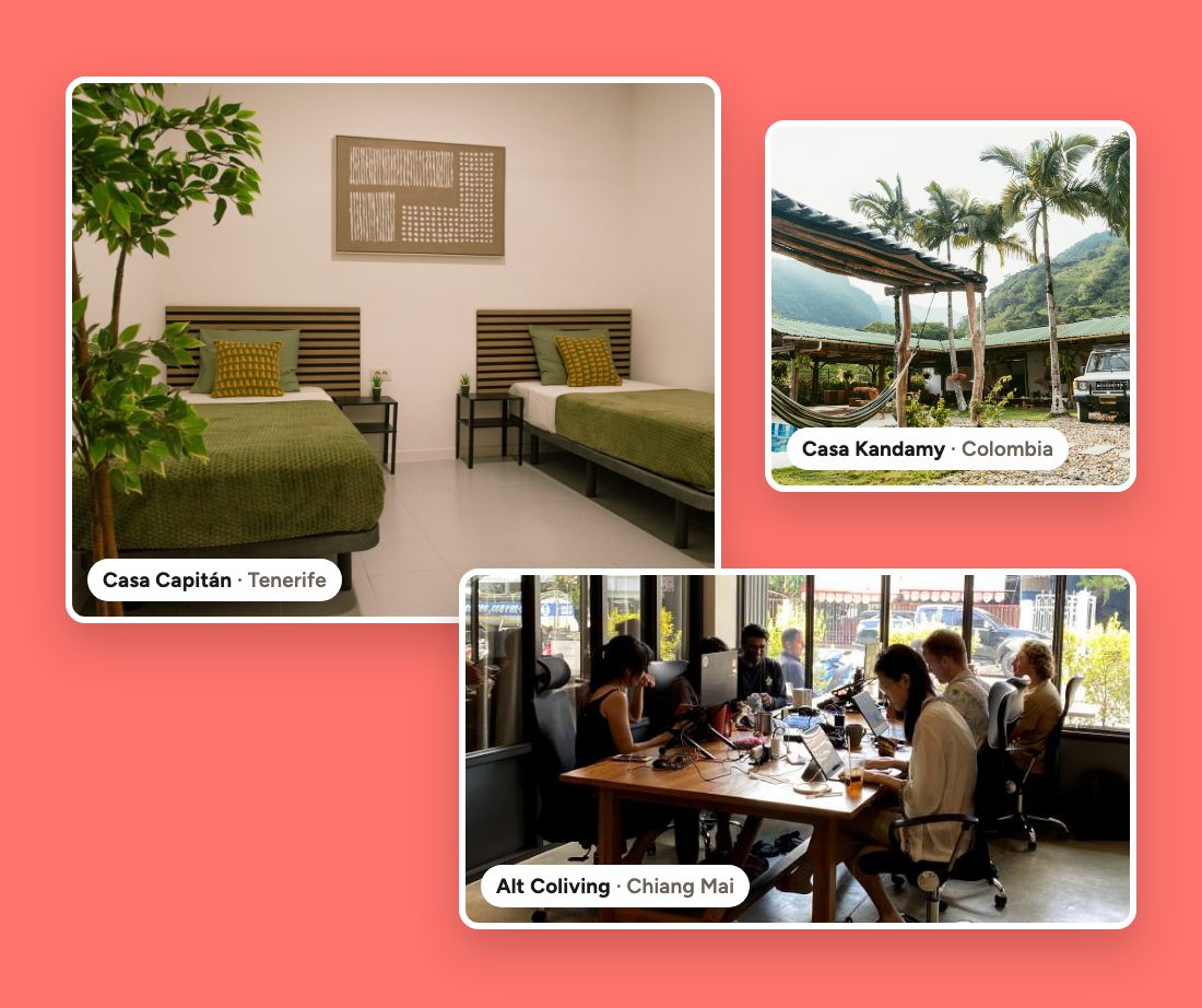 Client colivings: Casa Capitán in Tenerife, Casa Kandamy in Colombia and Alt Coliving in Chiang Mai